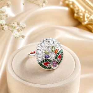 Multicolor Peacock Designer Statement Ring