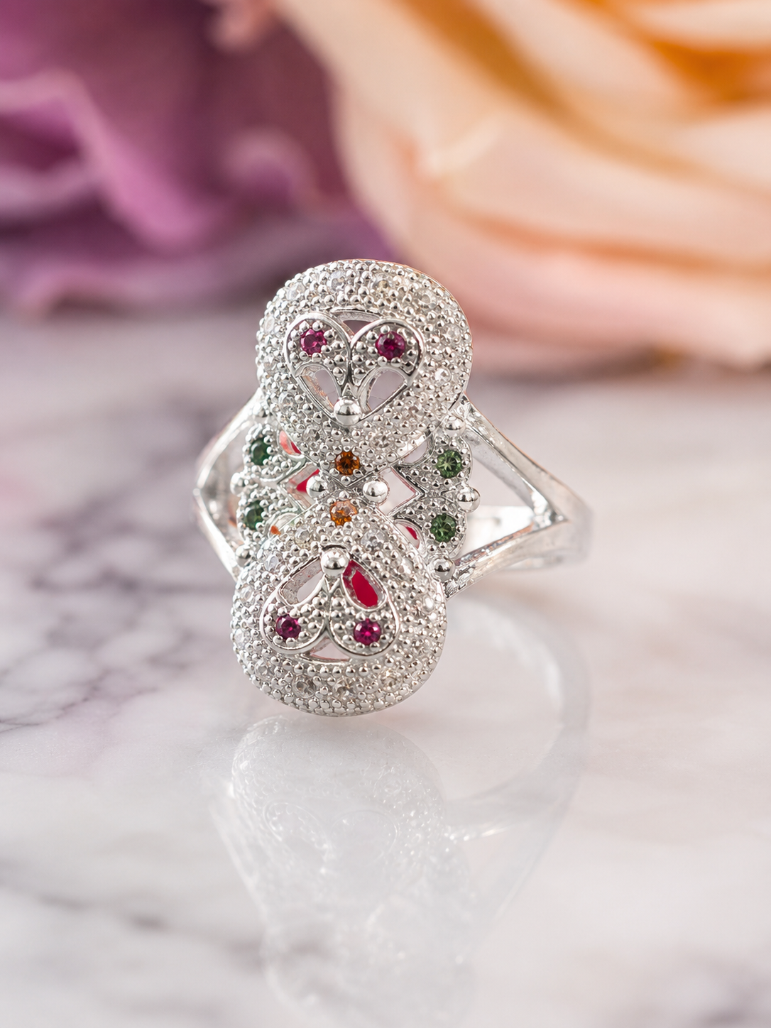 Elegant Butterfly Designer Silver Ring