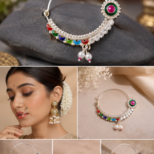 Traditional Multicolor Silver Nath for Women