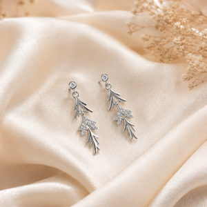 925 Sterling Silver Nature-Inspired Leaf Dangle Earrings for Women
