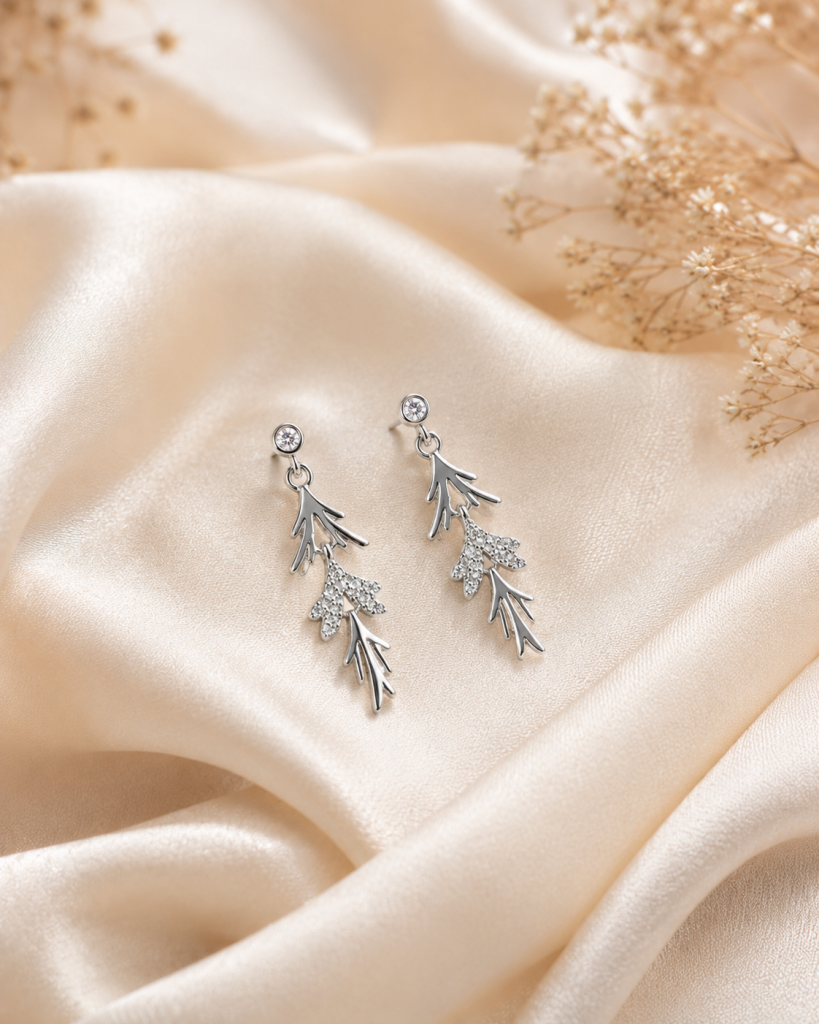 925 Sterling Silver Nature-Inspired Leaf Dangle Earrings for Women