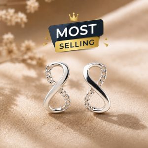 Infinity Chain Silver Stud Earrings for Women | Elegant Minimalist Daily Wear Earrings