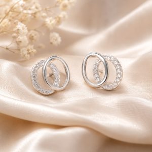 Elegant Dual Circle CZ Stud Earrings