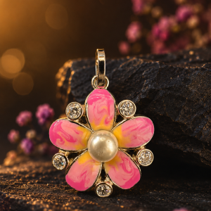 Blooming Pink Floral Pearl Pendant