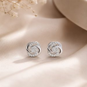 Elegant Sterling Silver Swirl Stud Earrings